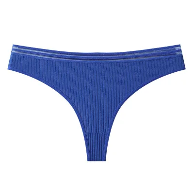 Women Fashion Solid Color Ribbed Thong