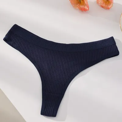 Women Fashion Sexy Simple Solid Color Low Waist Threaded Thong