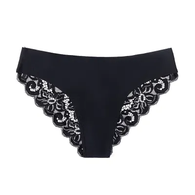 Women Fashion Sexy Solid Color Lace Ice Silk Seamless Underwear