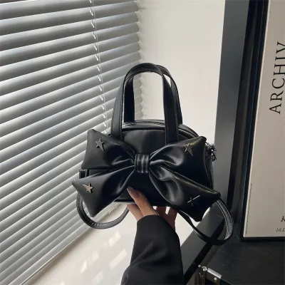 Fashion Studded Bow Shoulder Handbag