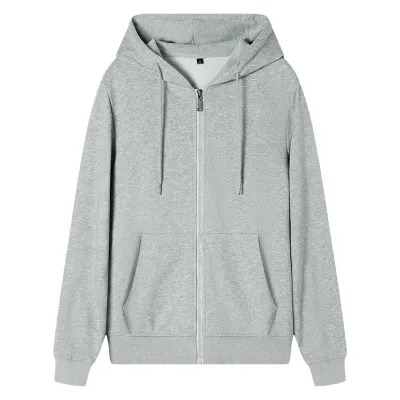 Fashion Casual Autumn And Winter Solid Color Cotton Zipper Loose Cardigan Hoodies
