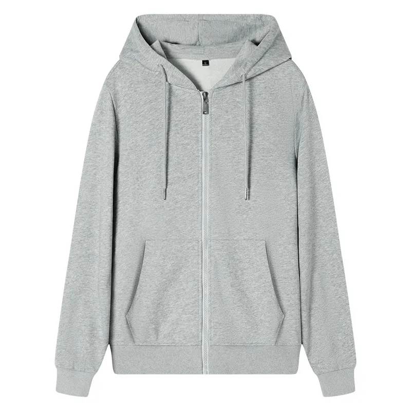 Fashion Casual Autumn And Winter Solid Color Cotton Zipper Loose Cardigan Hoodies