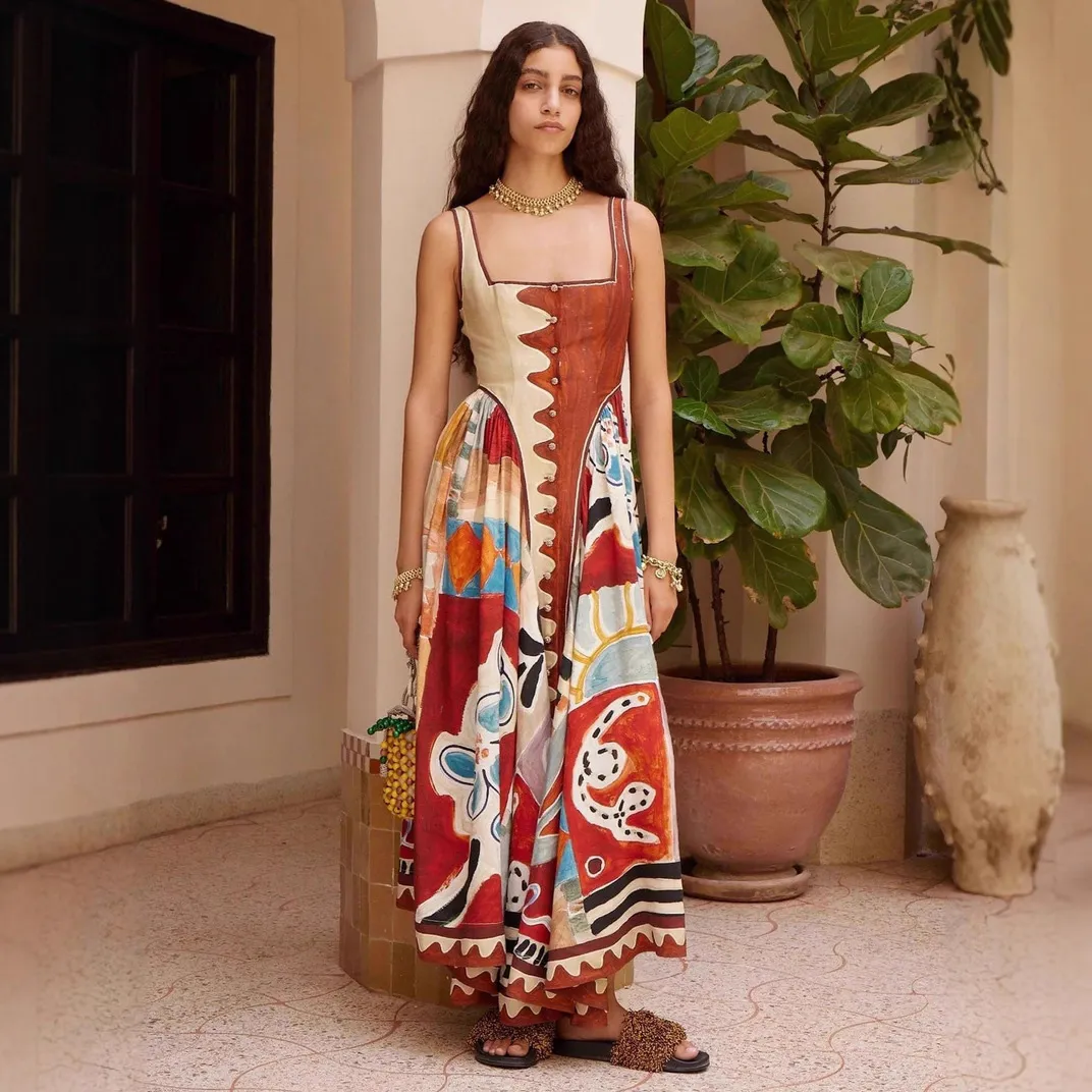 Women Fashion Casual Vacation Printed Linen Sleeveless Loose Dress