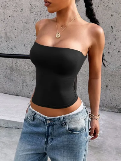 Woemn Fashion Sexy Summer Solid Color Tube Top