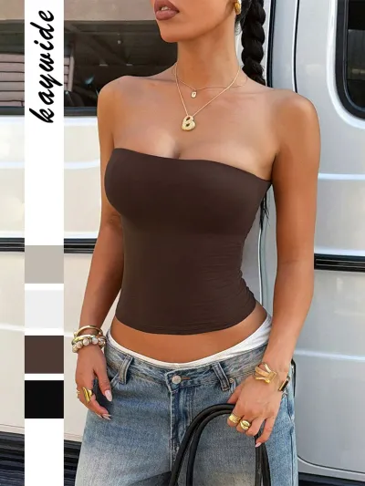 Woemn Fashion Sexy Summer Solid Color Tube Top