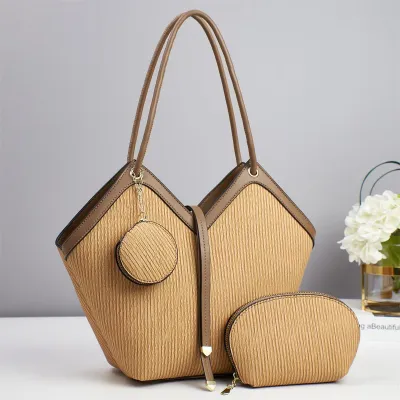 Fashion Stitching Color Large Capacity Tote Bag Sets