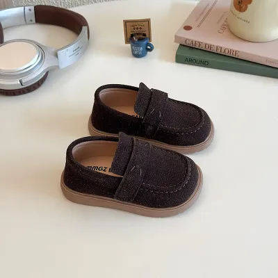 Kids Boys Fashion Casual Solid Color Leather Soft Sole Shoes