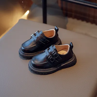 Kids Boys Fashion Casual Spring And Autumn Solid Color Soft Sole Leather Shoes
