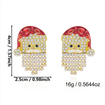 Christmas Rhinestone Tassel Earrings