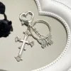 White Cross Keychain
