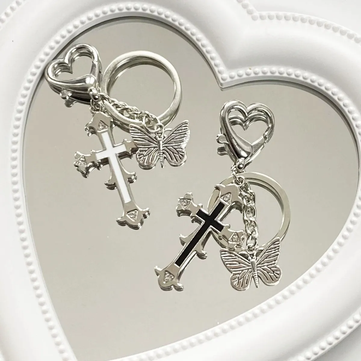 Vintage Cross Butterfly Keychain