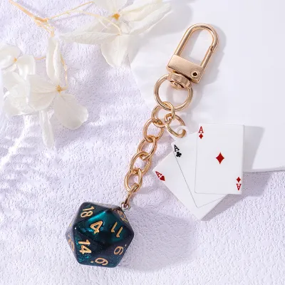 Creative Multicolor Resin Polygonal Dice Poker Keychain Bag Pendant