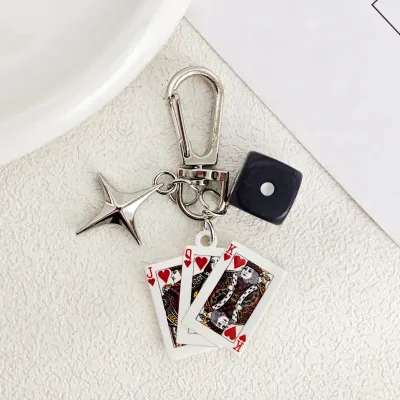 Creative Multicolor Resin Polygonal Dice Poker Keychain Bag Pendant