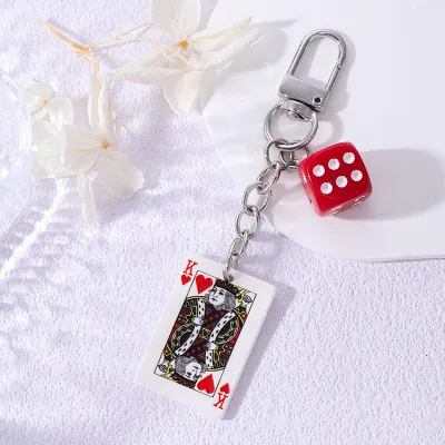 Creative Multicolor Resin Polygonal Dice Poker Keychain Bag Pendant