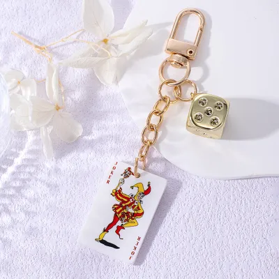 Creative Multicolor Resin Polygonal Dice Poker Keychain Bag Pendant