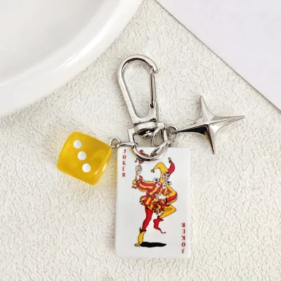 Creative Multicolor Resin Polygonal Dice Poker Keychain Bag Pendant