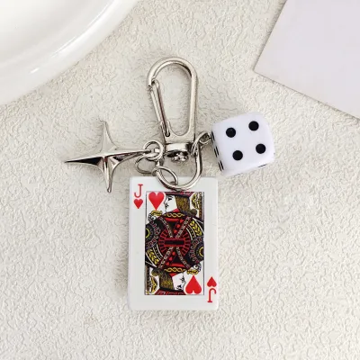 Creative Multicolor Resin Polygonal Dice Poker Keychain Bag Pendant