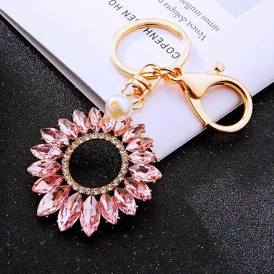 Fashion Rhinestone Sunflower Keychain