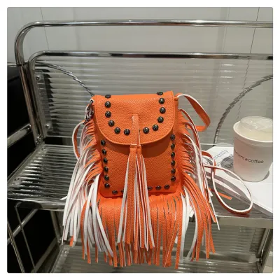Vintage Creative Studded Tassel Shoulder Bag