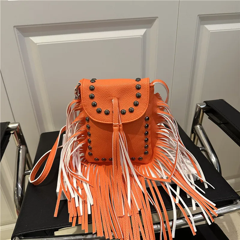 Vintage Creative Studded Tassel Shoulder Bag