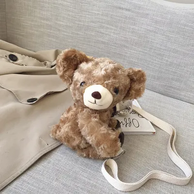 Cute Creative Fluffy Bear Crossbody Bag