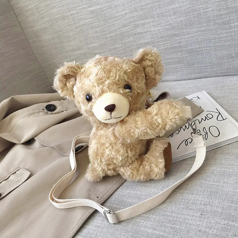 Cute Creative Fluffy Bear Crossbody Bag