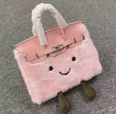 Creative Cute Plush Smiley Large Capacity Handbag