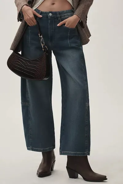 Women Fashion Casual Simple Washed Wide Leg Jeans