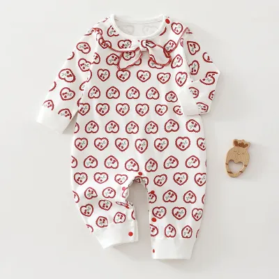 Kids Baby Boys And Girls Fashion Autumn Cotton Printed Long Sleeves Rompers