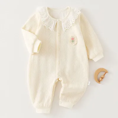 Kids Baby Girls Fashion Autumn And Winter Double Layer Printed Long-Sleeve Rompers