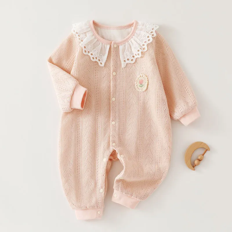 Kids Baby Girls Fashion Autumn And Winter Double Layer Printed Long-Sleeve Rompers