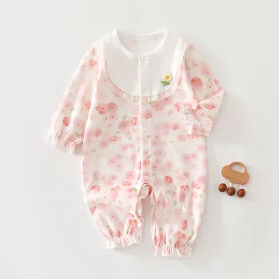 Kids Baby Girls Fashion Spring Printed Cotton Long Sleeve Rompers