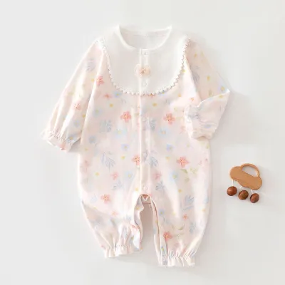Kids Baby Girls Fashion Spring Printed Cotton Long Sleeve Rompers