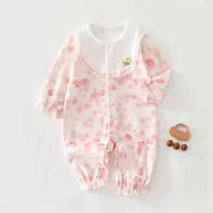 Kids Baby Girls Fashion Spring Printed Cotton Long Sleeve Rompers