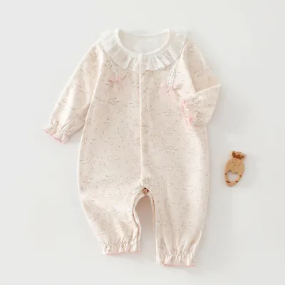 Kids Baby Girls Fashion Cute Cotton Spring And Autumn Printed Long-Sleeve Rompers