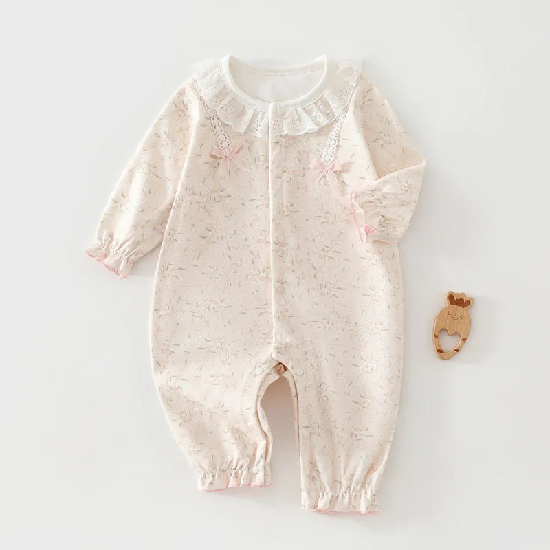 Kids Baby Girls Fashion Cute Cotton Spring And Autumn Printed Long-Sleeve Rompers