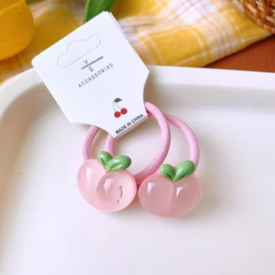 Kids Girls Fashion Cute Cartoon Translucent Fruit Hair Ring Hair Accessories 2pcs/Set