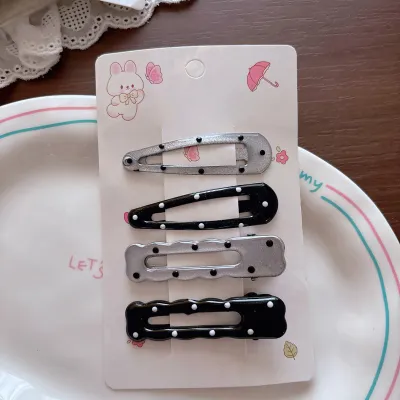 Kids Fashion Cute Drop Oil Wave Dot Star Hairpin Bb Hair Clip 4pcs/Set