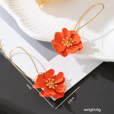 Women Fashion Elegant Solid Color Floral Earrings