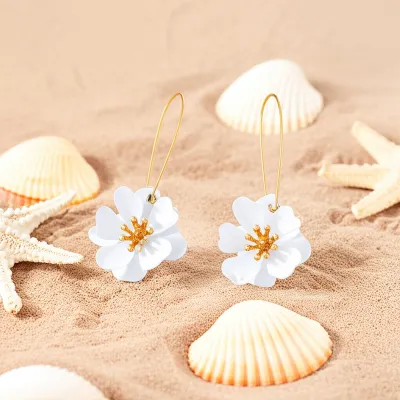 Women Fashion Elegant Solid Color Floral Earrings