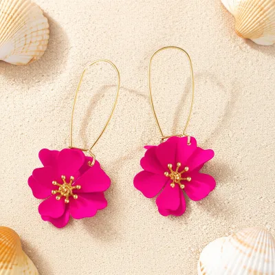Women Fashion Elegant Solid Color Floral Earrings