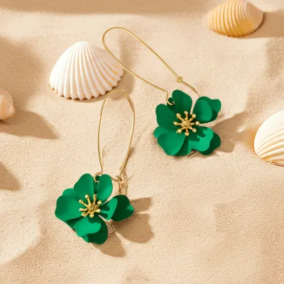Women Fashion Elegant Solid Color Floral Earrings