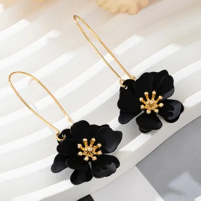 Women Fashion Elegant Solid Color Floral Earrings