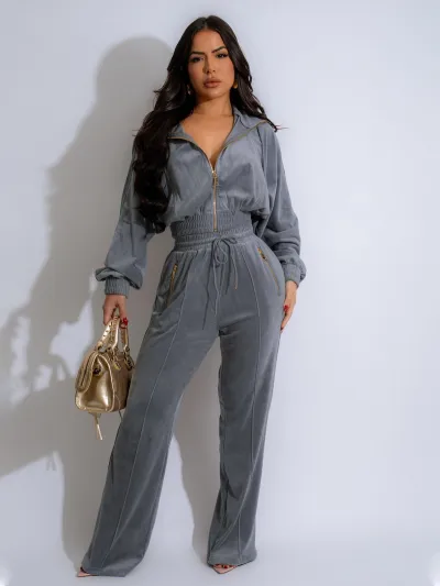 Autumn And Winter Athleisure Women Casual Fashion Long Sleeve Lapel Zipper Top And Pants Two-Piece Set