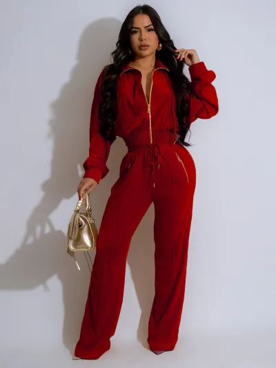 Autumn And Winter Athleisure Women Casual Fashion Long Sleeve Lapel Zipper Top And Pants Two-Piece Set