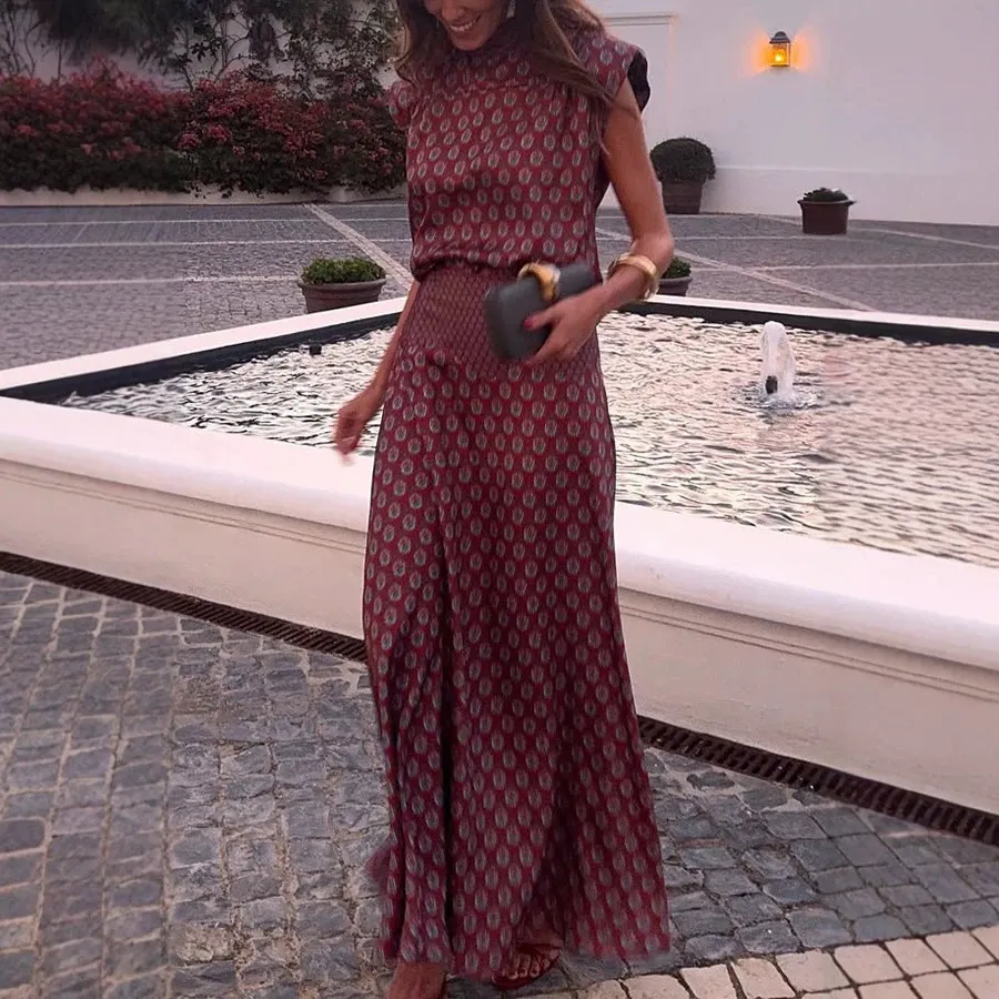 Women Casual Sleeveless Top And Skirt Two-Piece Set