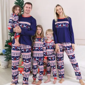 Cartoon Christmas Tree Print Round Neck Long Sleeve Family Matching Pajamas Set