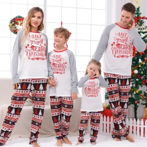 Fashion Christmas Print Round Neck Long Sleeve Family Matching Pajamas Set