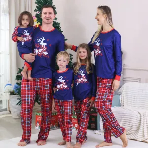 Fashion Cartoon Christmas Print Round Neck Long Sleeve Family Matching Pajamas Set