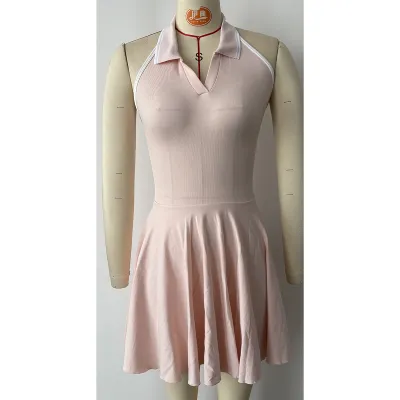 Women Fashion Casual Lapel Pocket Sleeveless Breathable Anti-Light Sports Tennis Dress